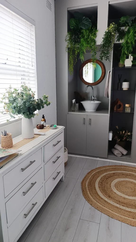 Clean and stylish tanning salon interior in Brackenfell with natural decor and skincare setup